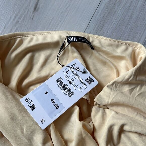 Zara Fitted Midi Dress Yellow L NWT - Picture 5 of 6